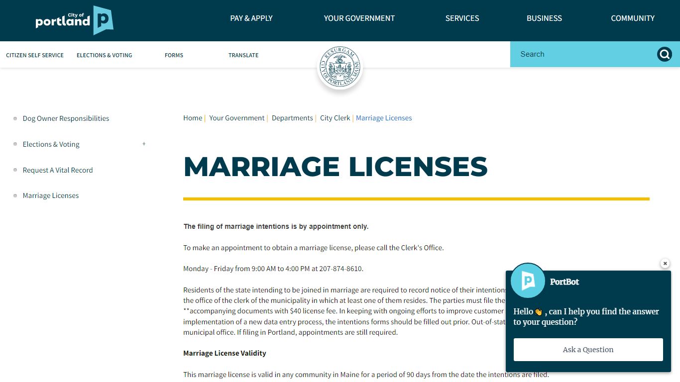 Marriage Licenses | Portland, ME - Official Website